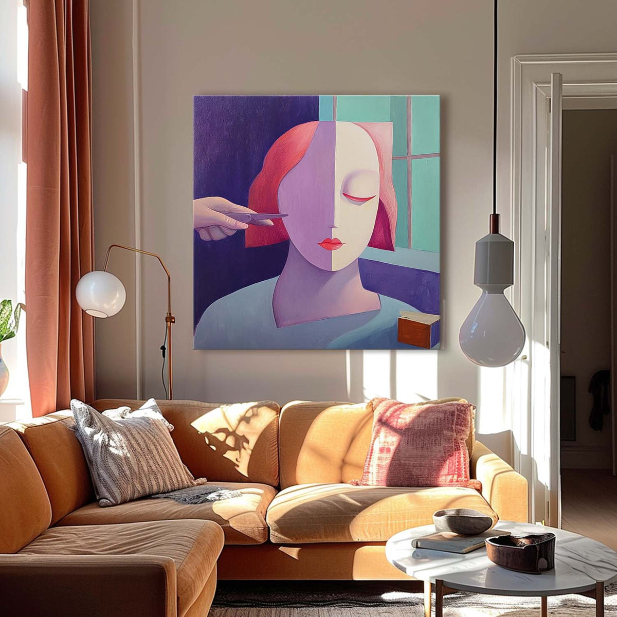 Surreal Haircut Portrait Oil Painting