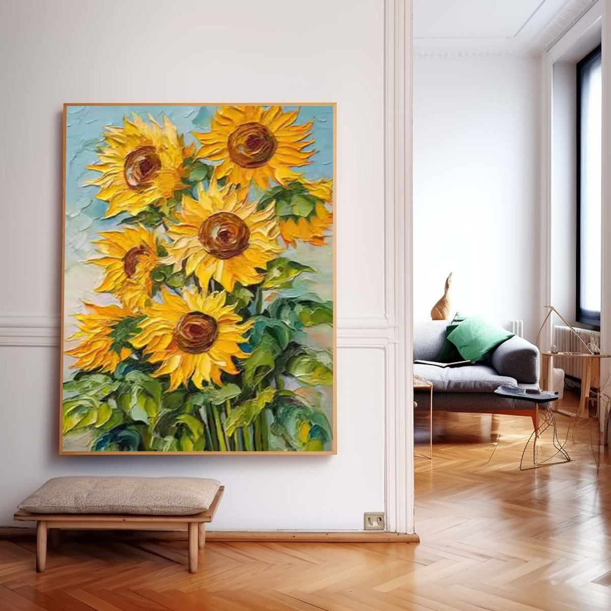 Vibrant Impasto Sunflower Oil Painting Yellow Floral