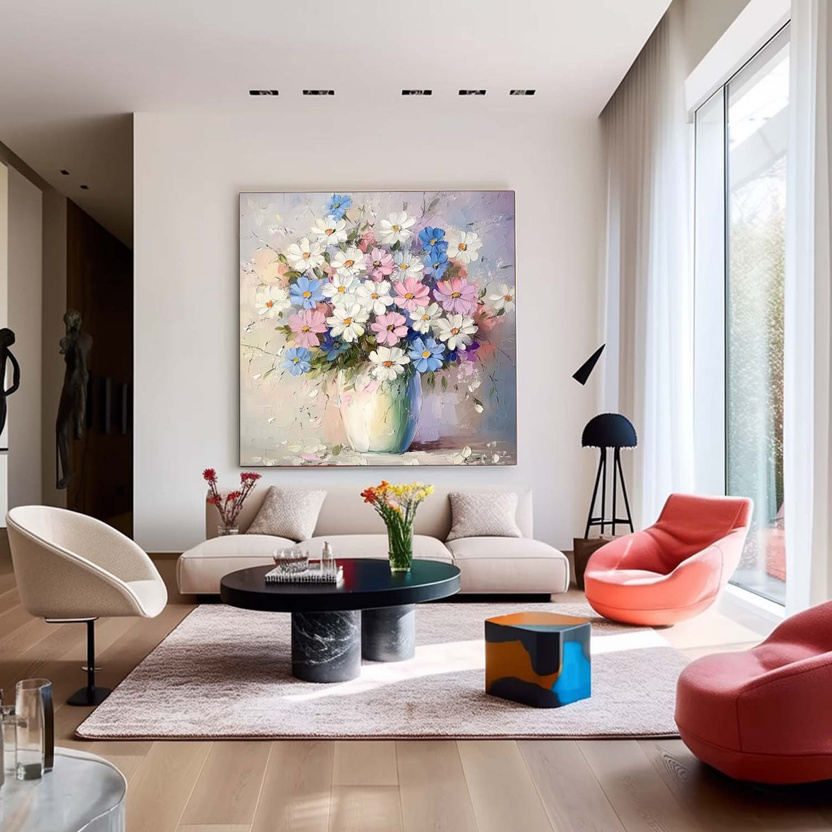 Whimsical Wildflower Bouquet Oil Painting Soft Pastel