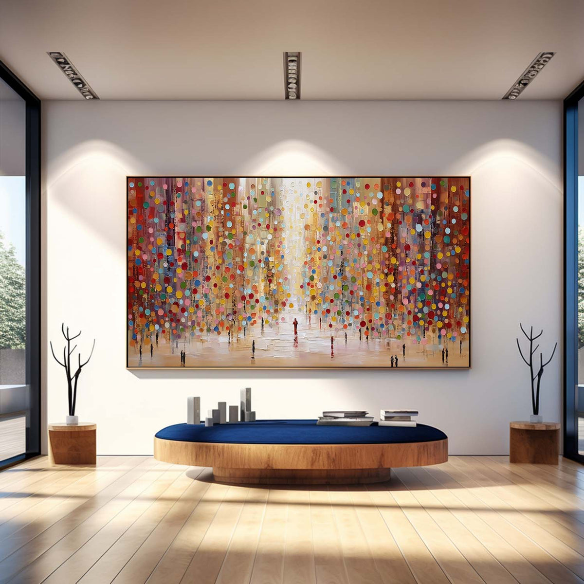Wall Art People Pointillist Bokeh Cityscape