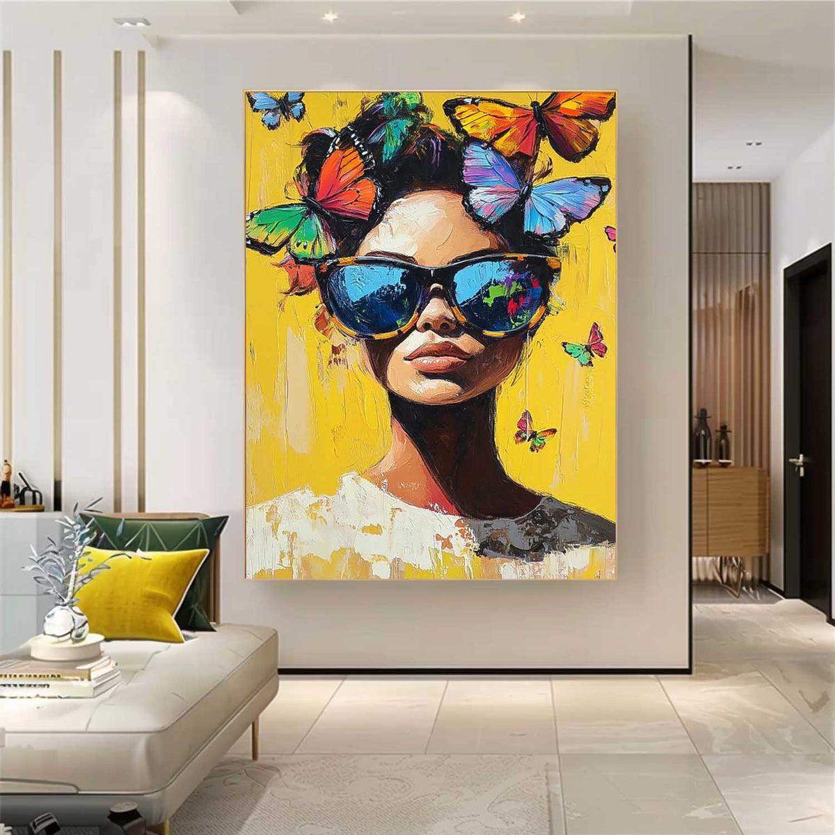 Neo-Expressionist Butterfly Crown Portrait Oil Painting