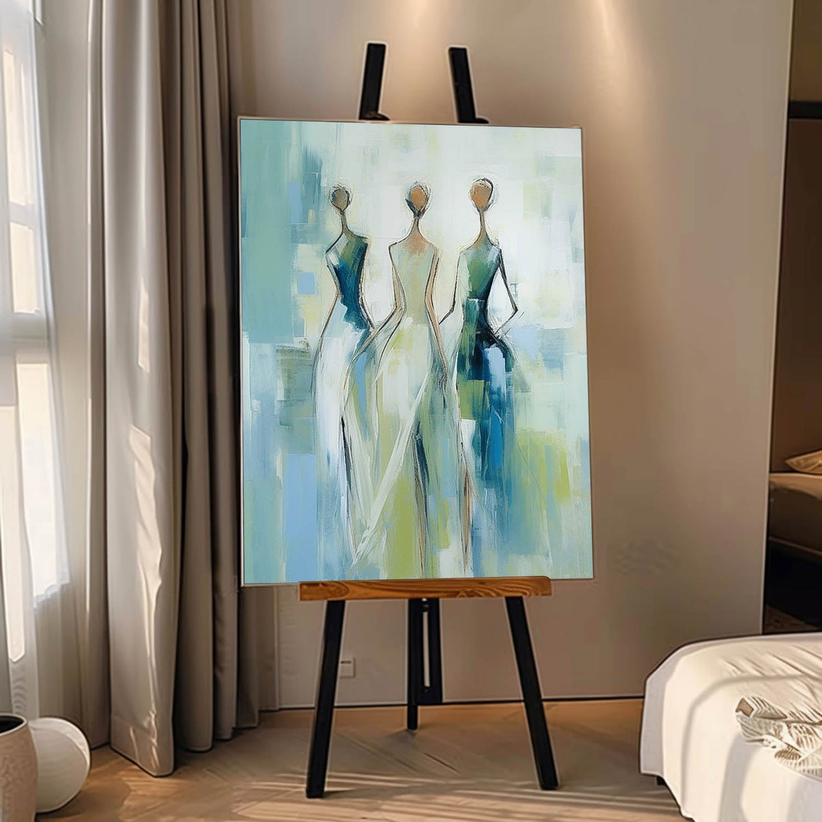 Three Graceful Figures In Flowing Gowns Feminine