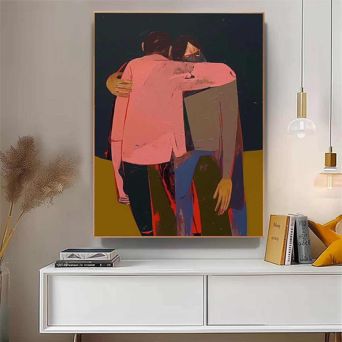 Modern Expressionist Embrace Painting Intimate