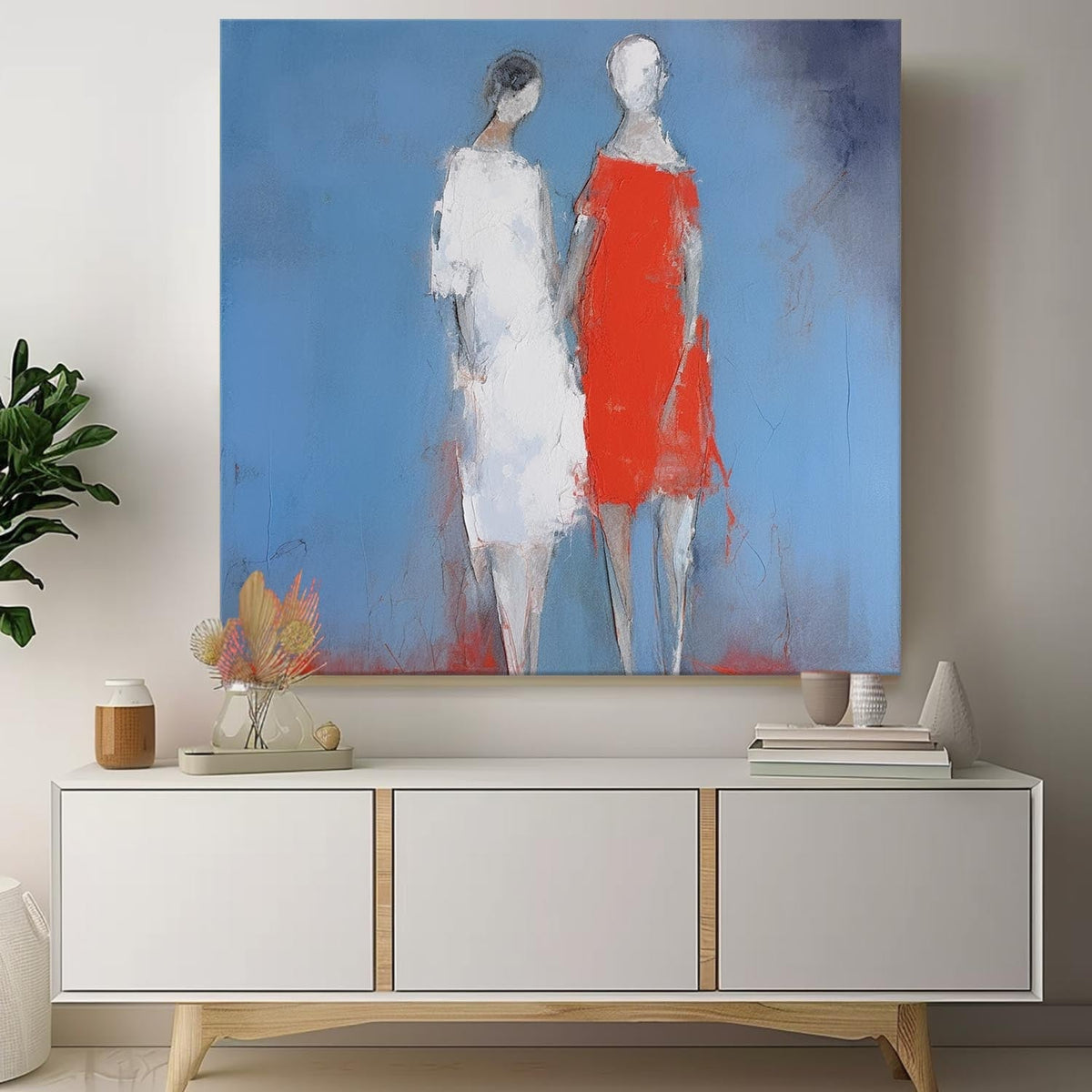 Wall Art Impasto People Silhouette Moody