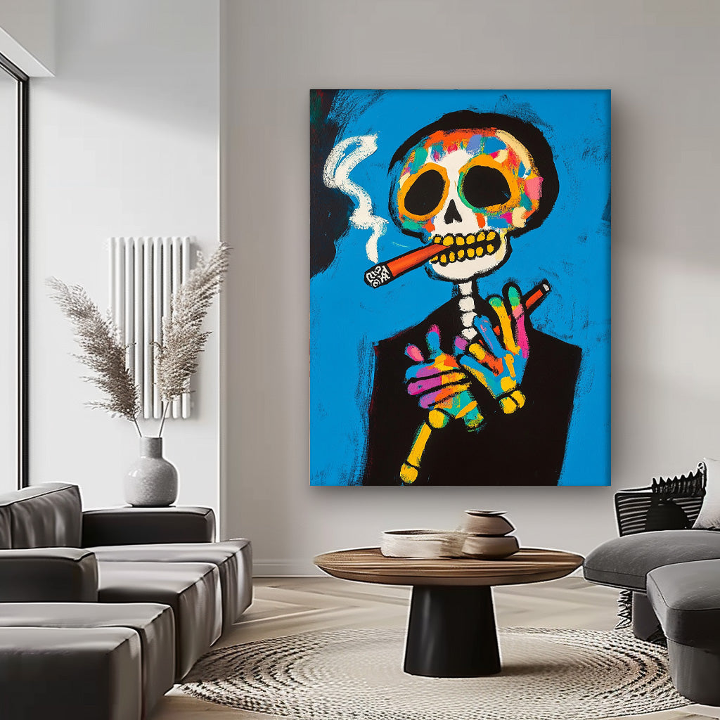 Day of the Dead Pop Art Painting Vibrant Skeleton