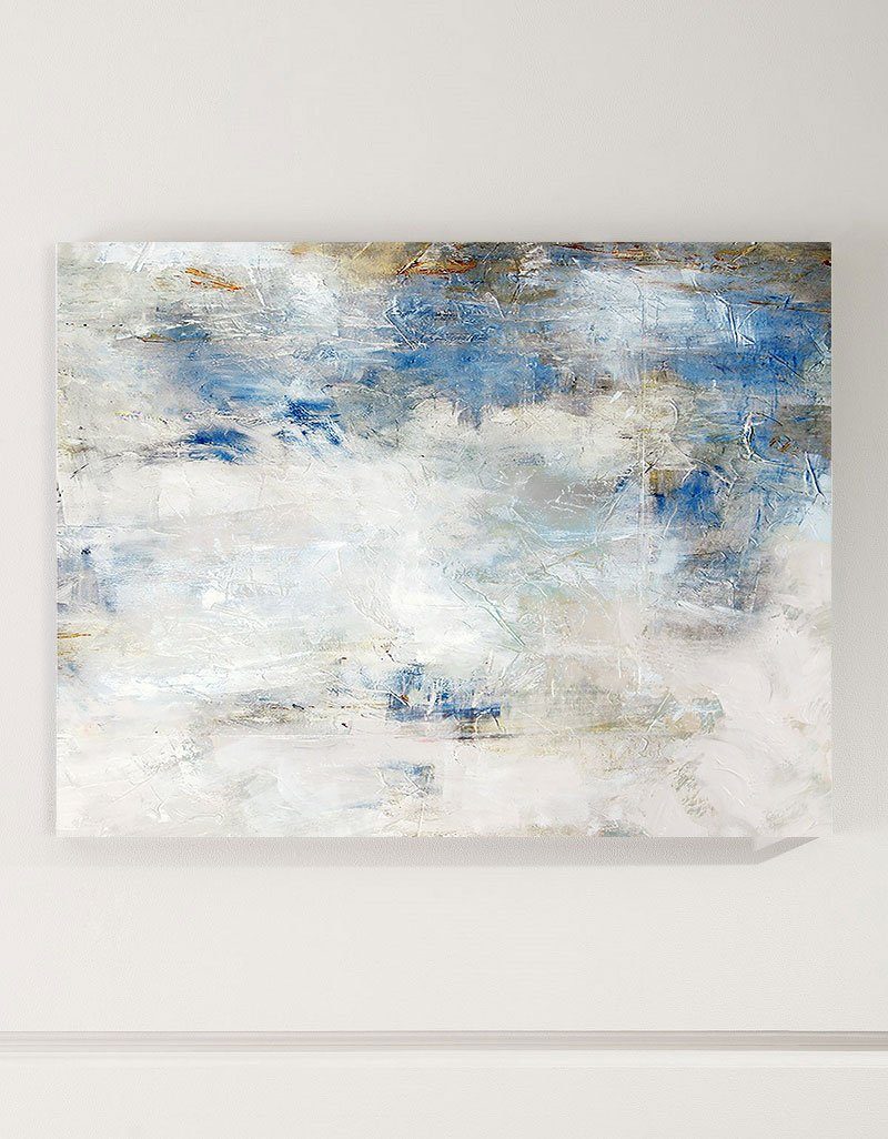 Coastal Abstract Painting Soft Blue & White