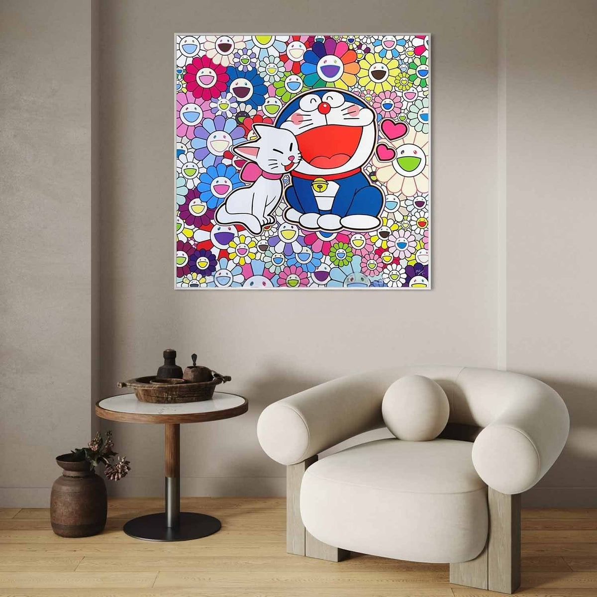 Wall Art Playful Textured Doraemon