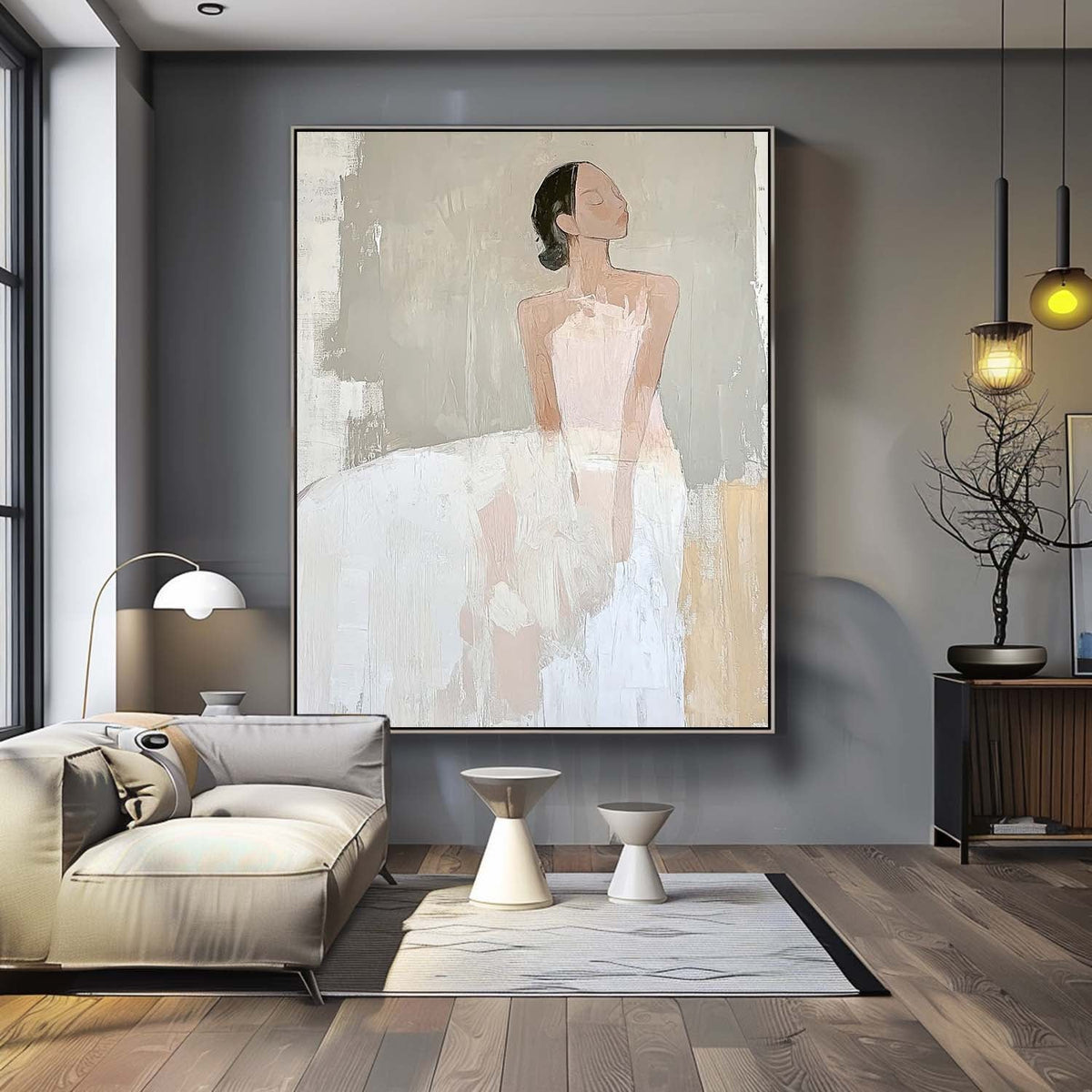 Minimalist Ballerina Painting Serene Wall Art Elegant