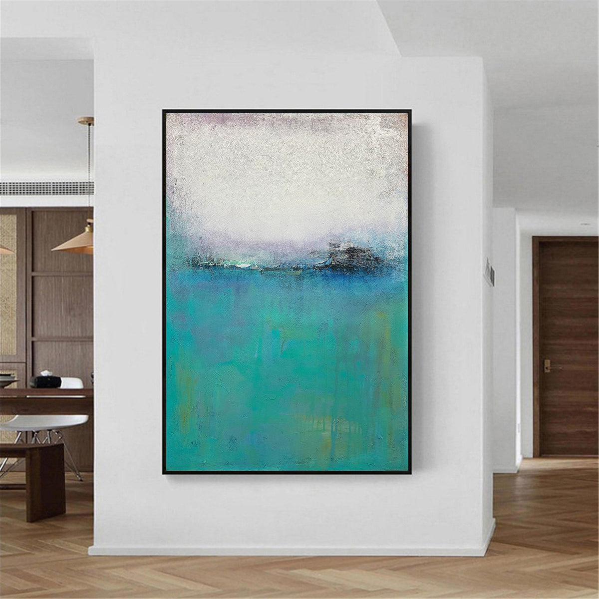 Turquoise Seascape Abstract Painting Vertical