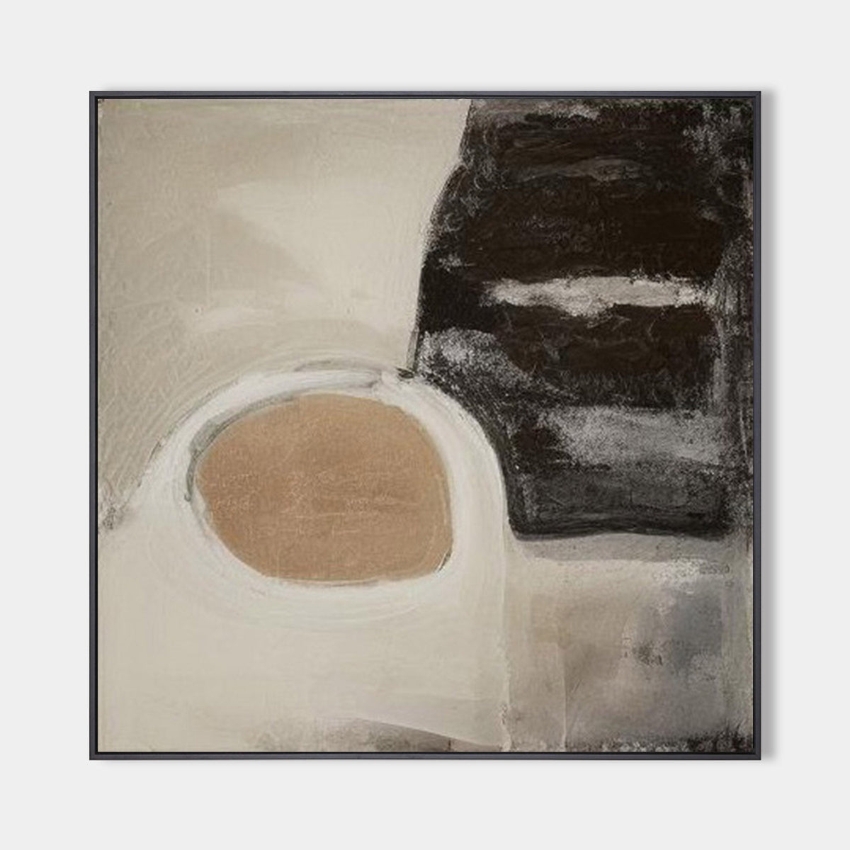 Black Beige Organic Abstract Painting