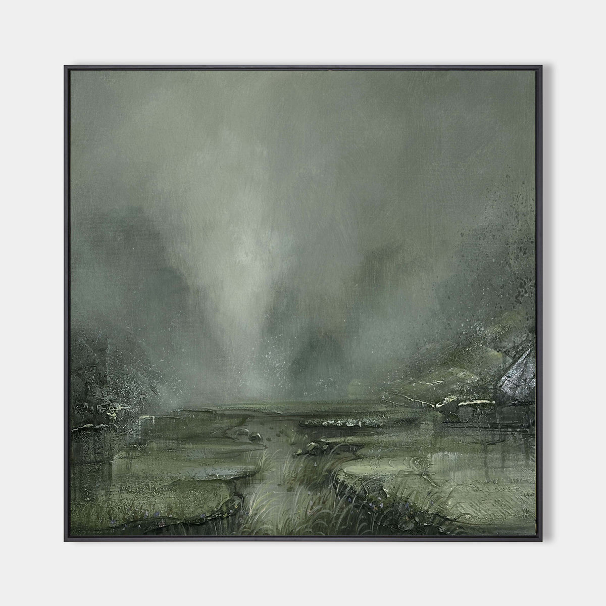 Misty Sage Green Landscape Painting