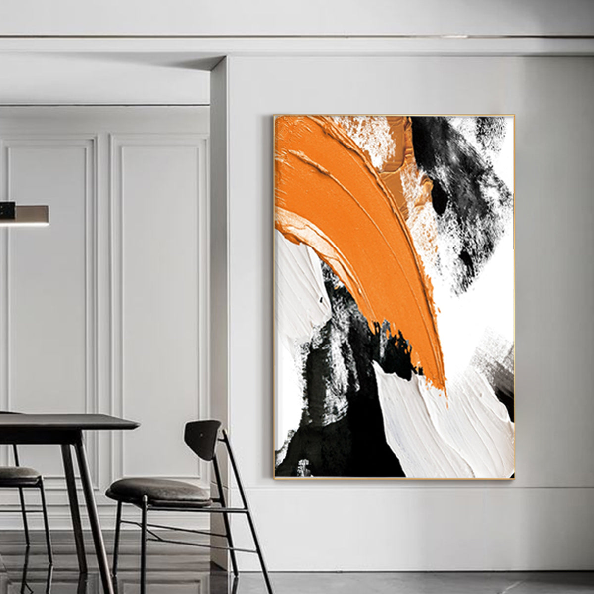 Vibrant Orange Abstract Oil Painting