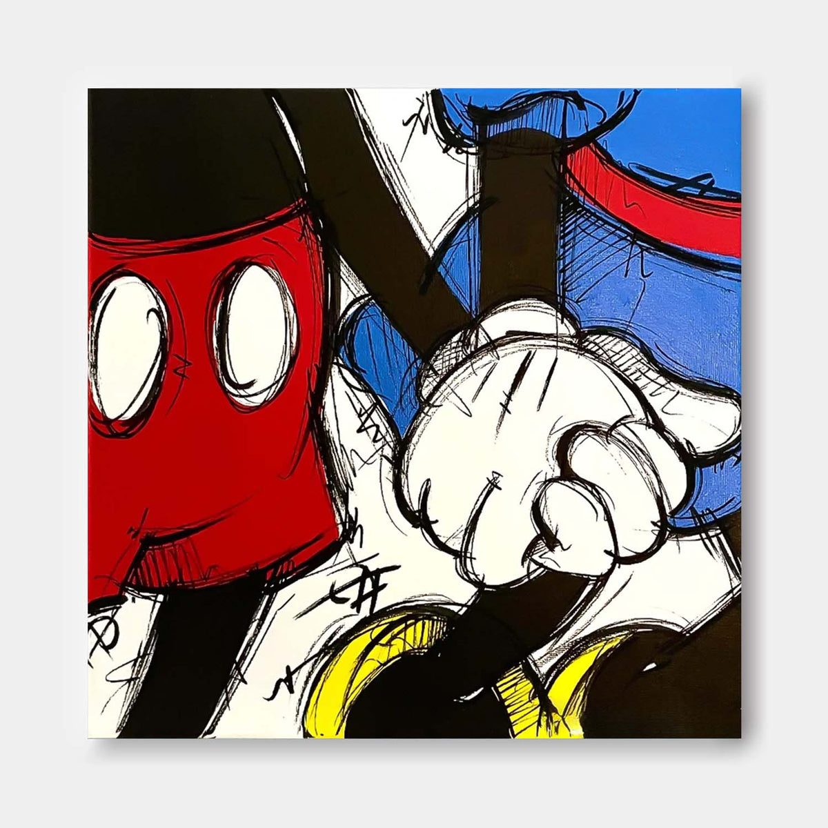 Pop Art Mickey and Donald Hands Graffiti Painting