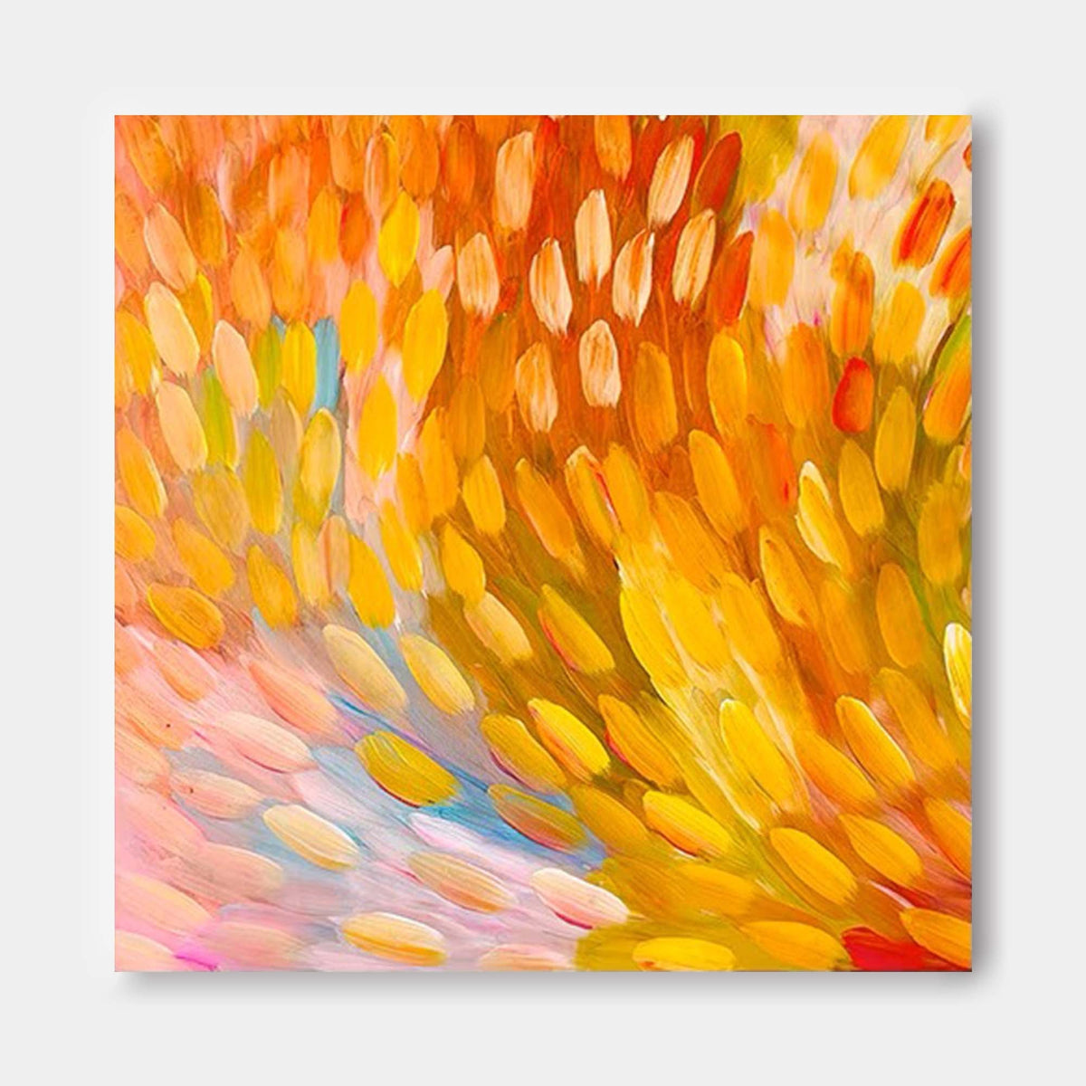 Orange Petal‑Brush Canvas Wall Art