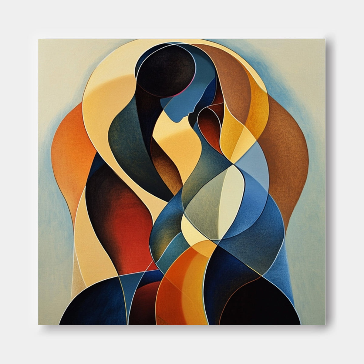 Biomorphic Embrace Abstract Painting Intimate