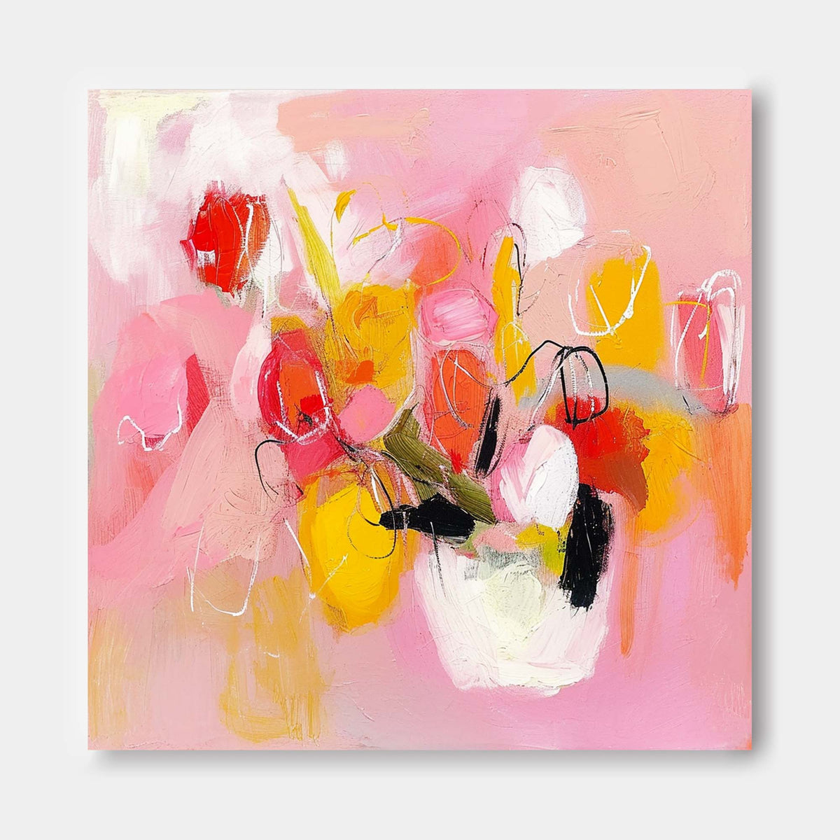 Wall Art Pink Abstract Expressionist Colorful