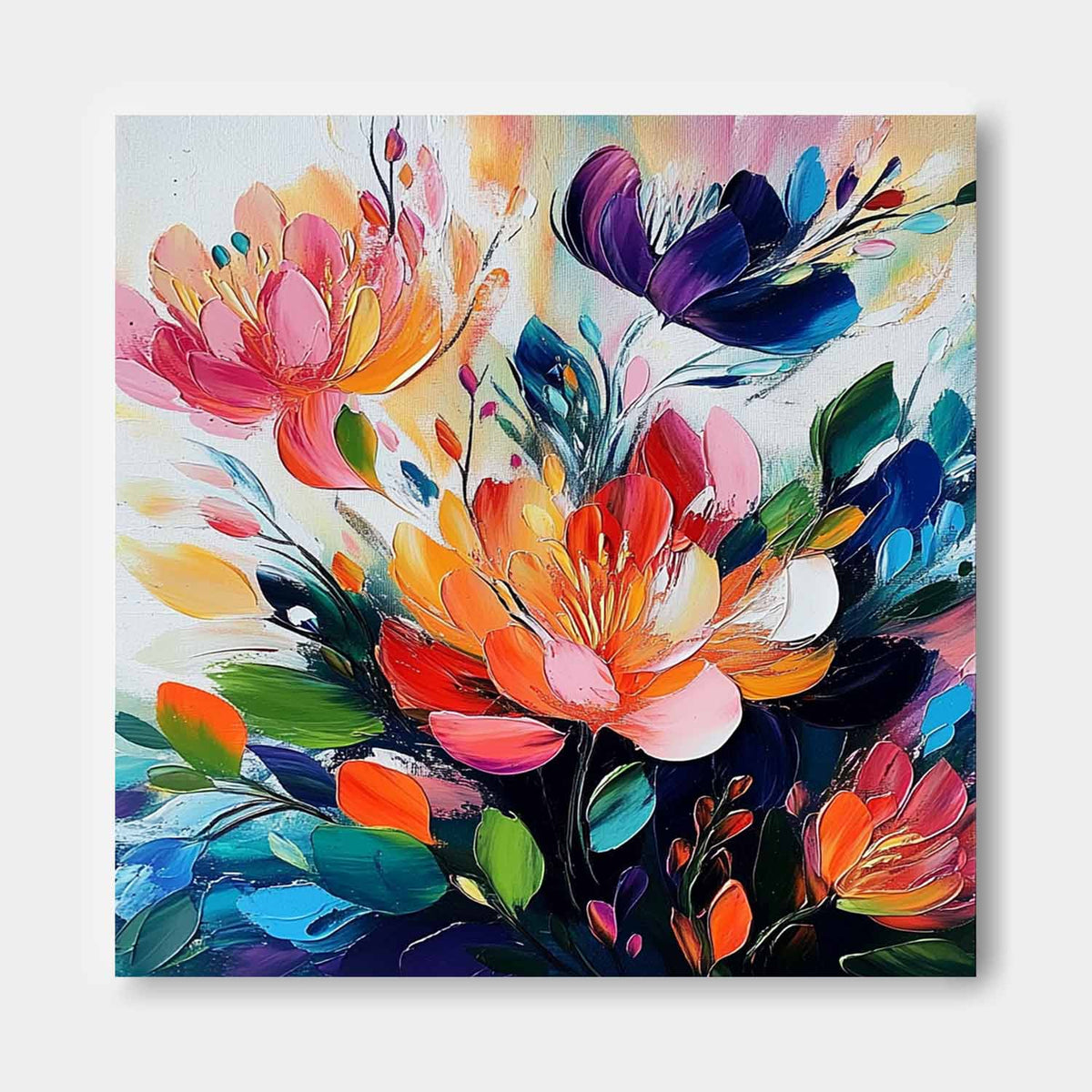 Peony Floral Bouquet Oil Painting