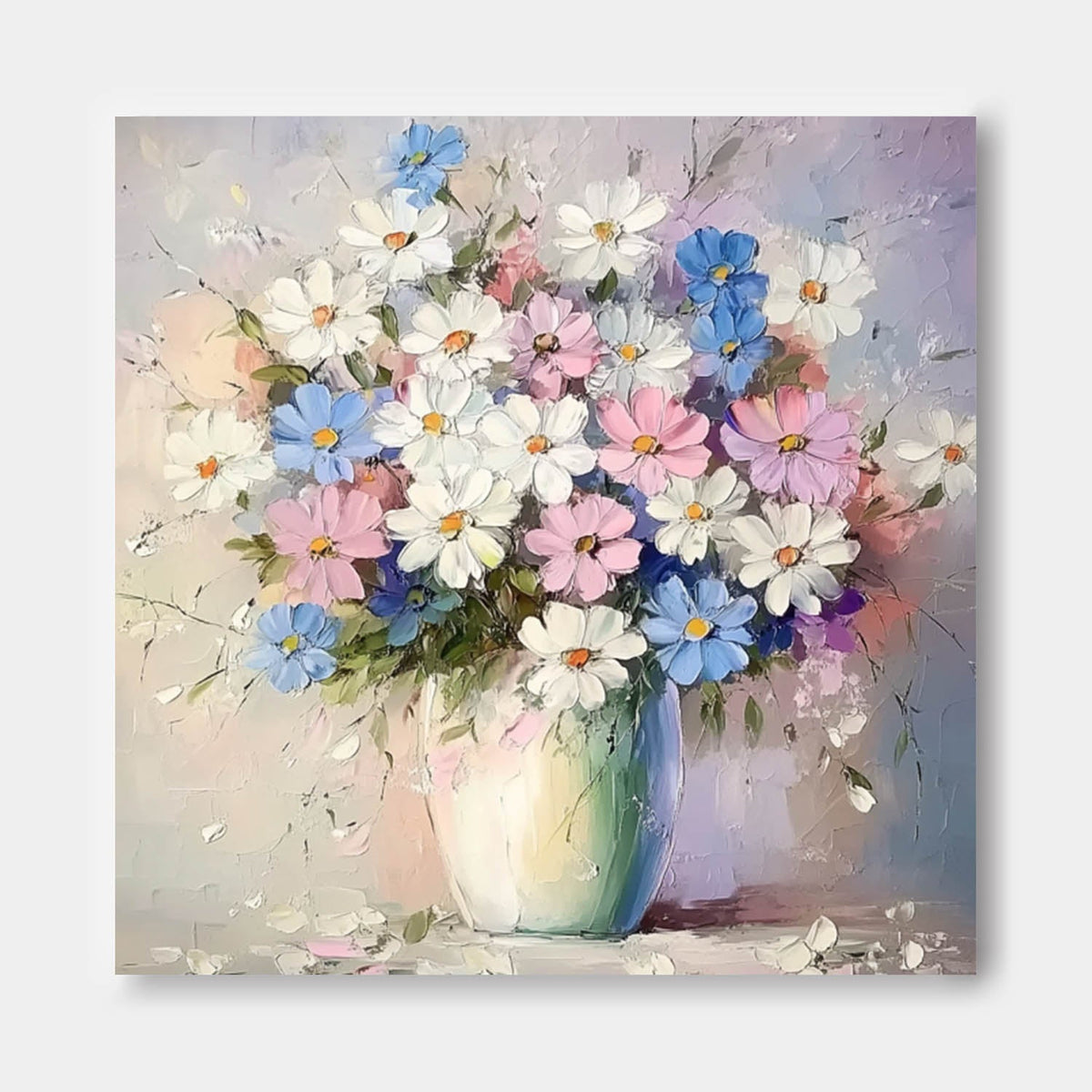 Whimsical Wildflower Bouquet Oil Painting Soft Pastel
