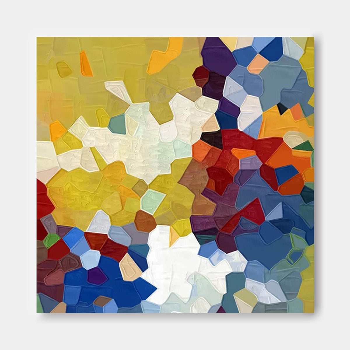 Mosaic-Style Painting Vibrant Color Blocks