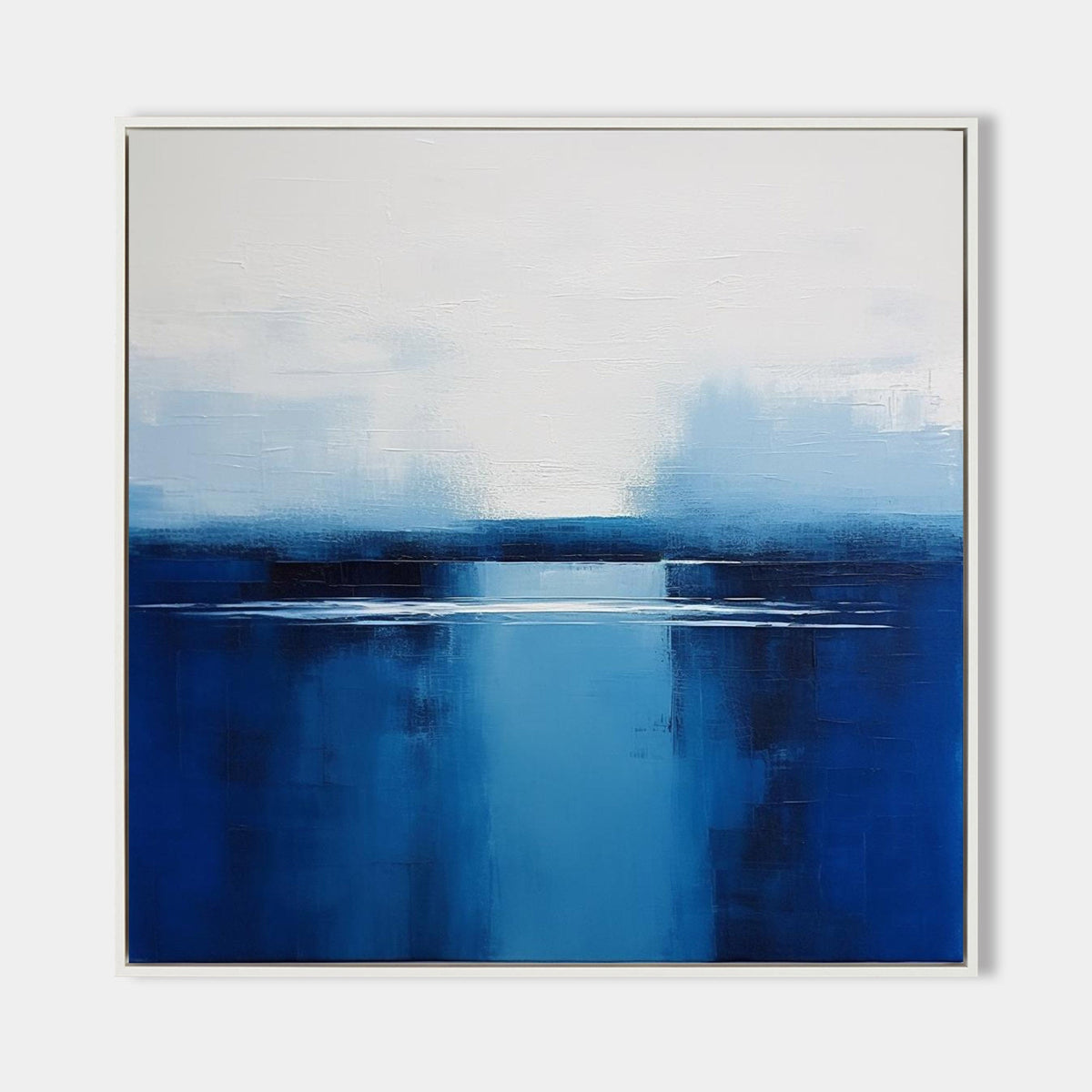 Blue Ink Wash Lakeside Horizon Canvas Art
