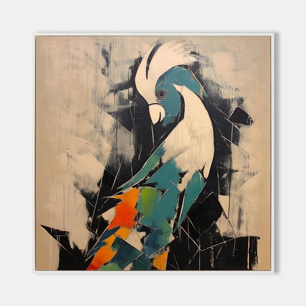 Wall Art Square Parrot Painting Bold Color