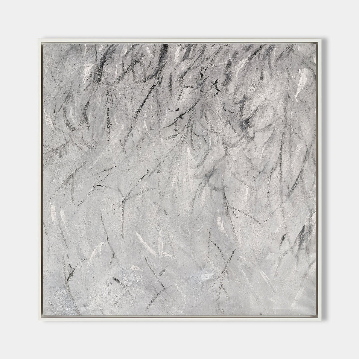 3D Textured Gray White Marble Inspired Abstract Oil Acrylic Linen Canvas Painting