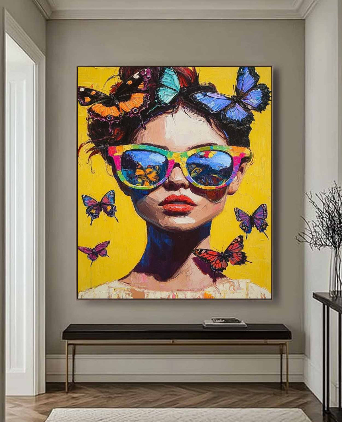 Pop-Art Butterfly Muse Portrait Oil Painting