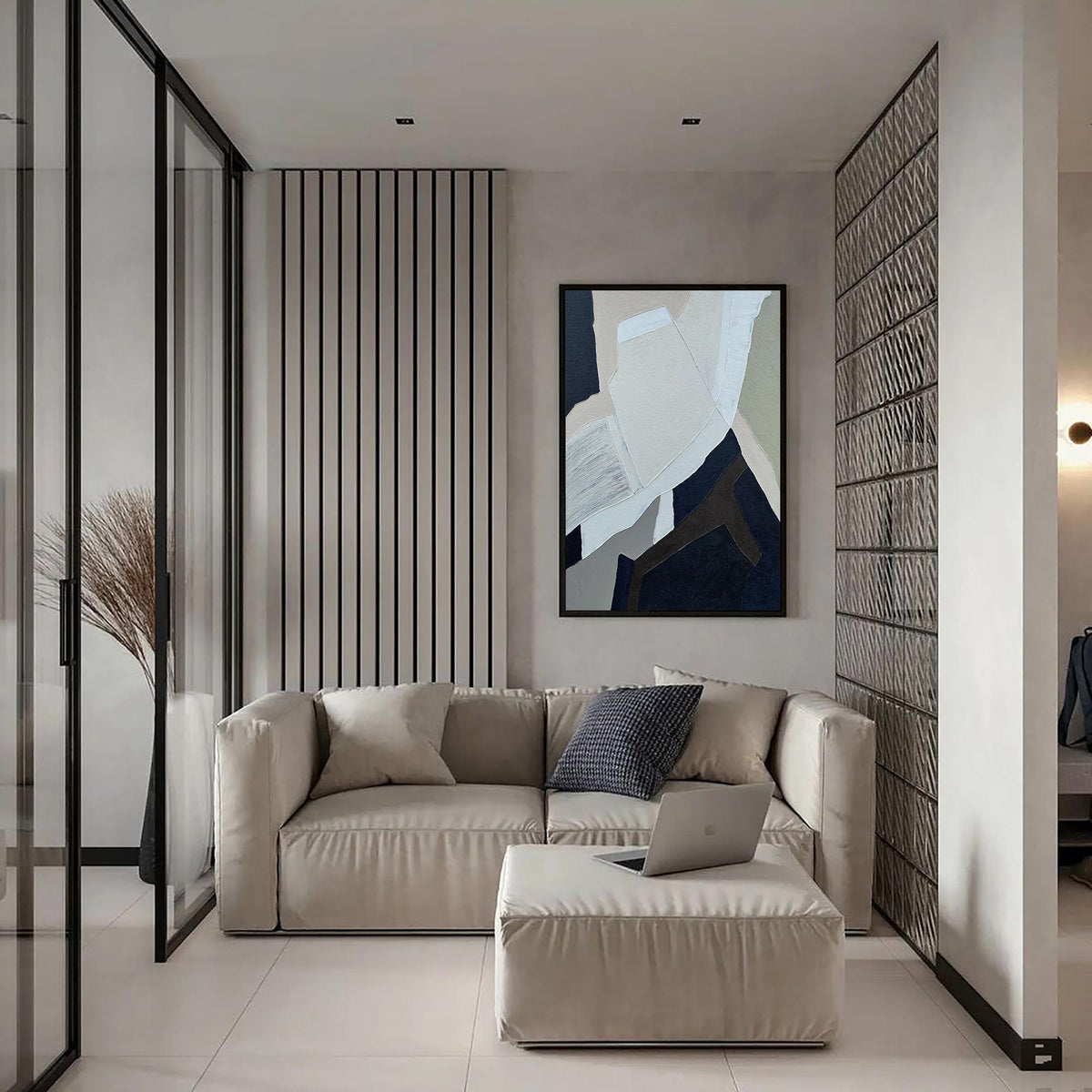 Organic Geometric Collage Painting Vertical