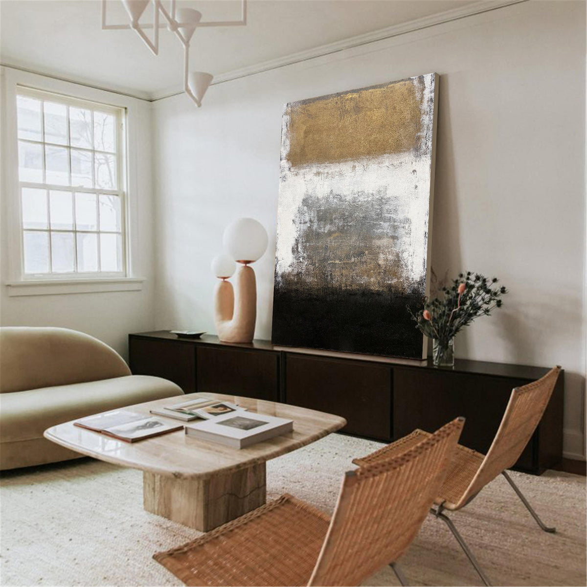 Gilded Horizon Abstract Painting