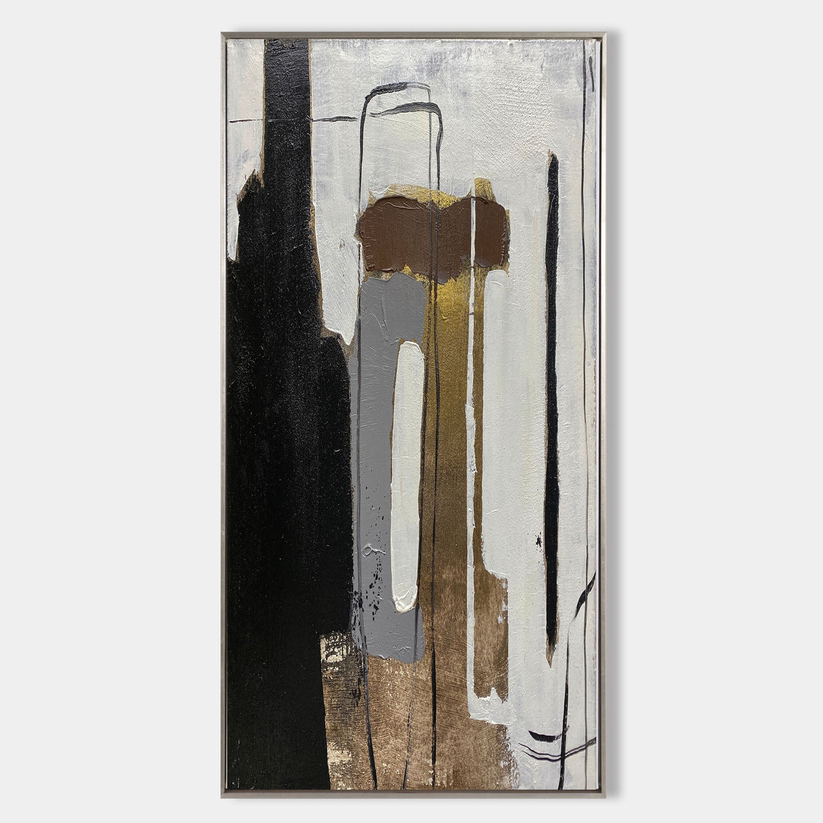 Wabi-Sabi Neutral Vertical Abstract Oil Painting
