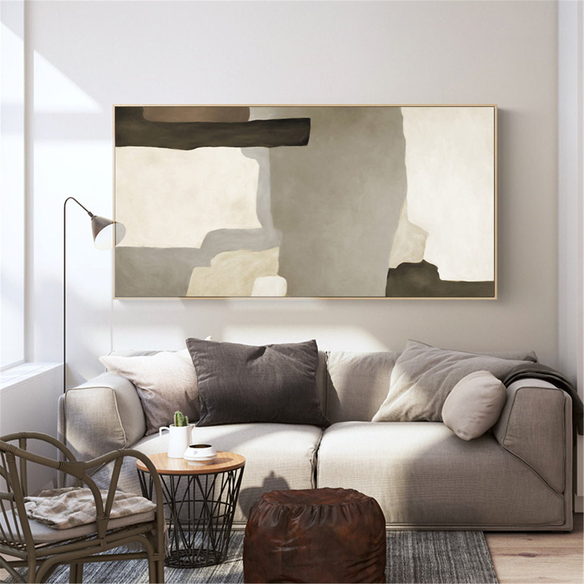 Earthy Organic Block Painting Horizontal Wabi-Sabi
