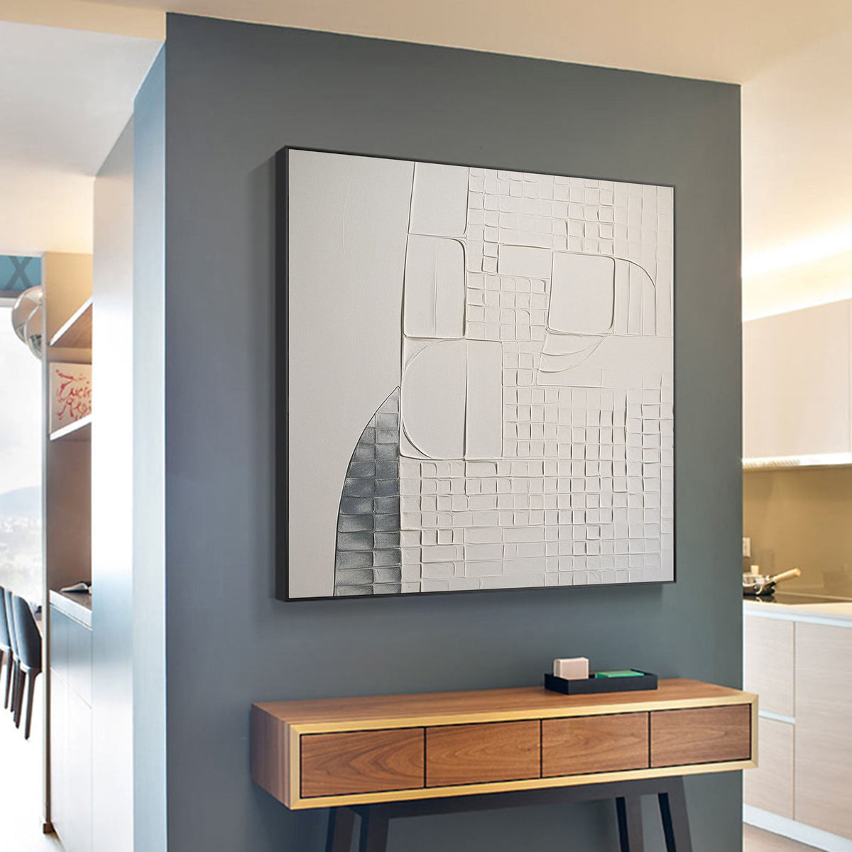 Minimalist Geometric Bas-Relief Painting