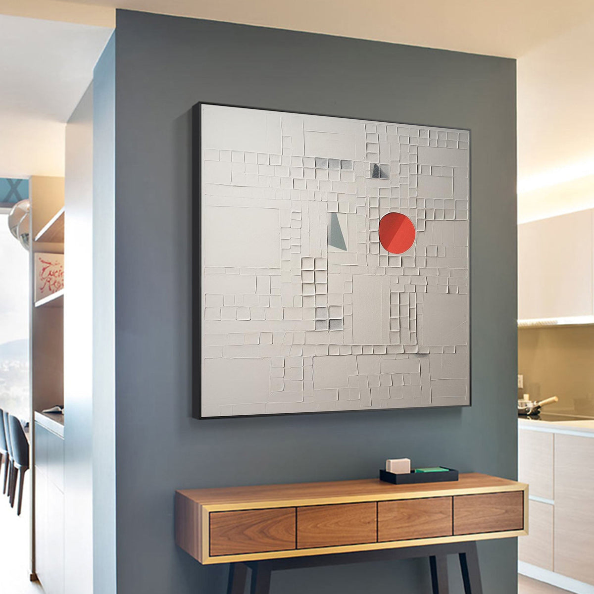 Minimalist Geometric Bas-Relief Painting