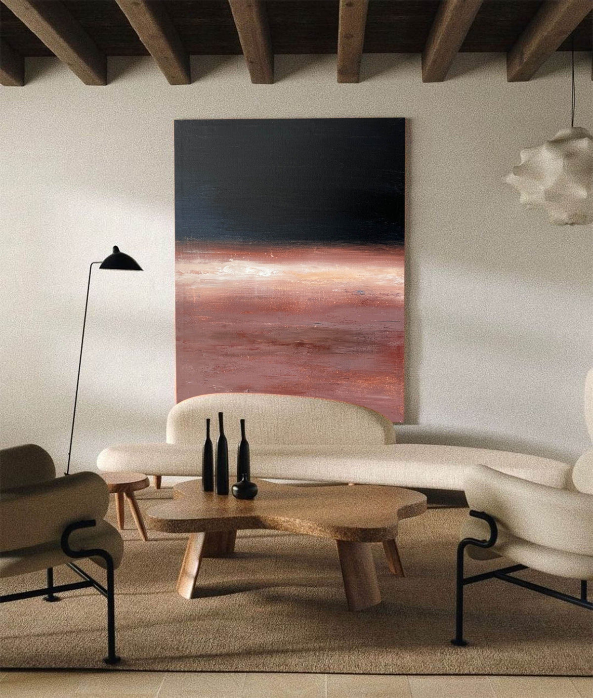 Dark Sunset Abstract Textured Linen Canvas Wall Decor