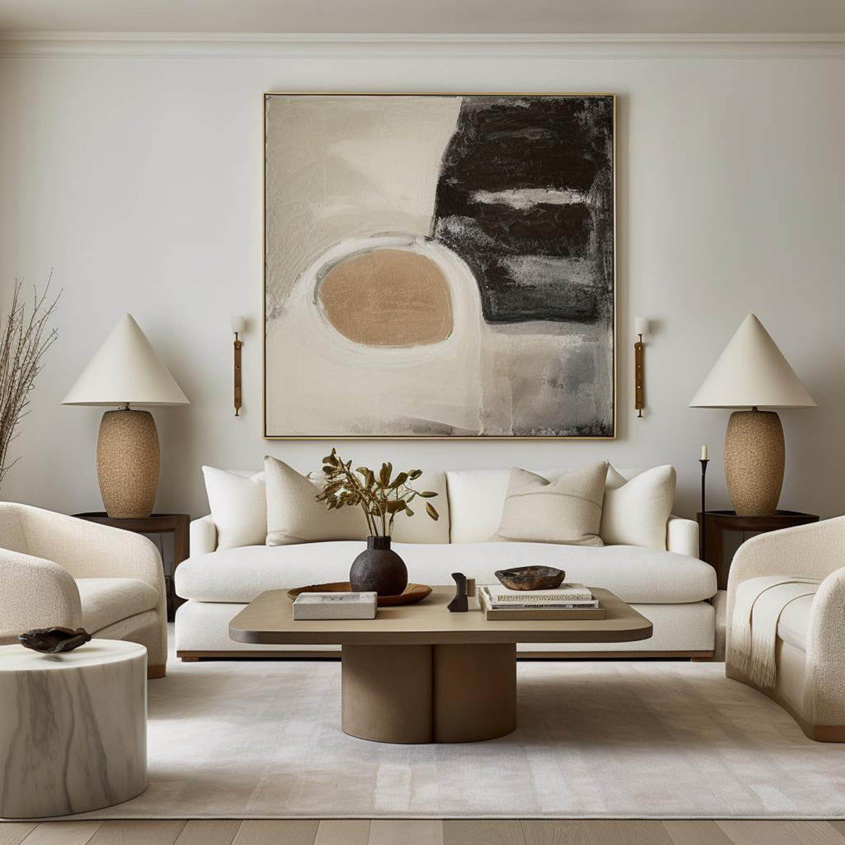 Black Beige Organic Abstract Painting