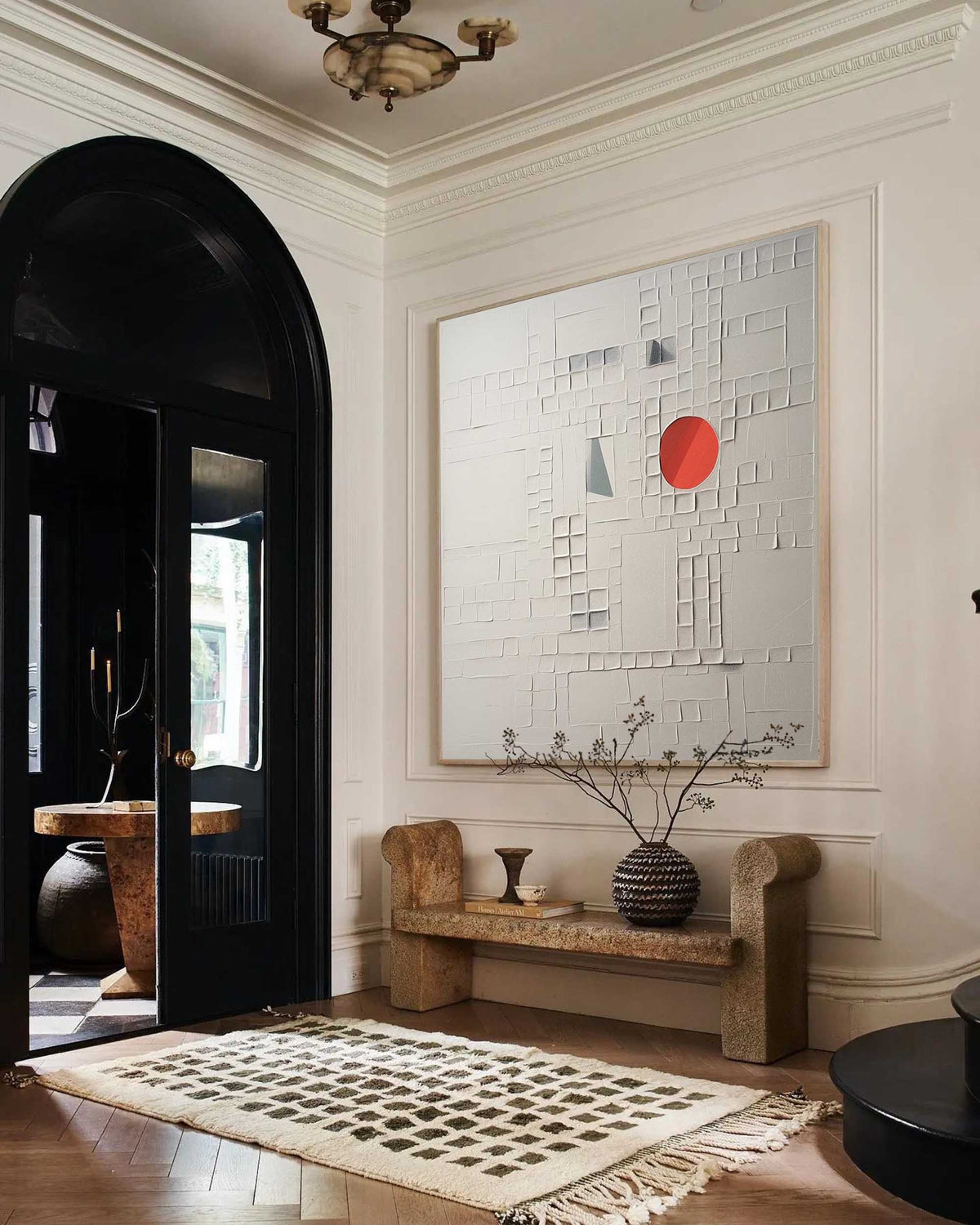 Minimalist Geometric Bas-Relief Painting