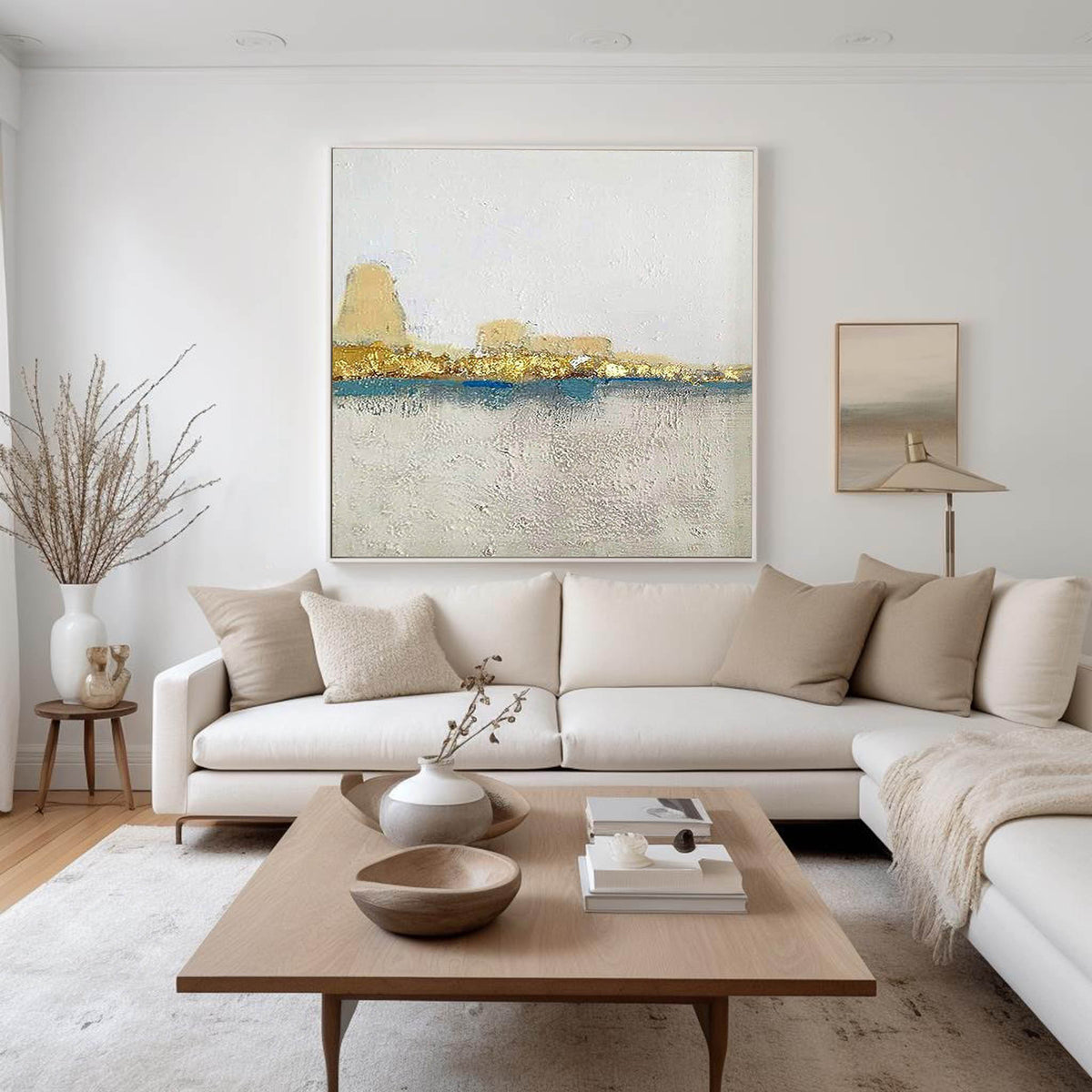 Textured Golden Coastline Framed Canvas Artwork