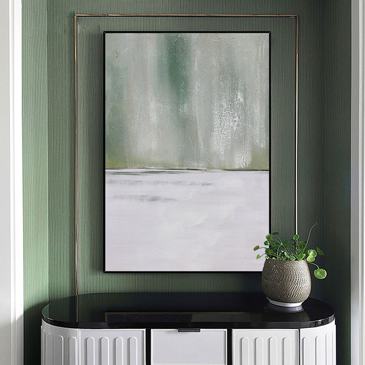 Misty Sage Green Landscape Abstract Painting