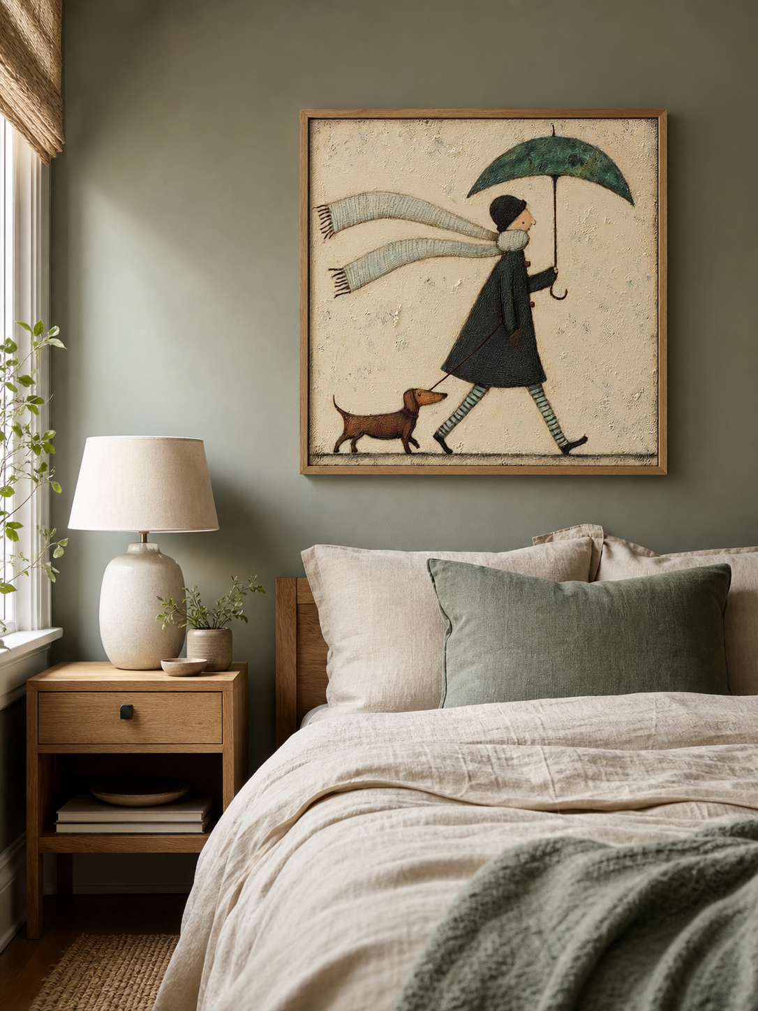 Breezy Walk Dachshund Whimsical Oil Painting