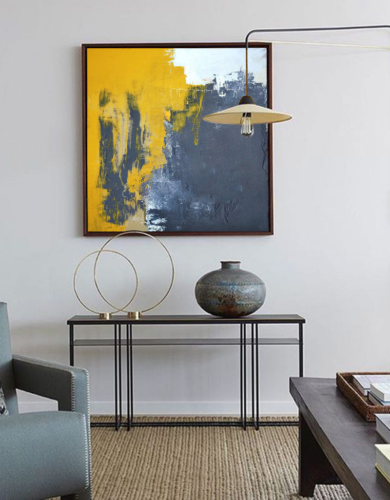 Yellow And Gray Abstract Art