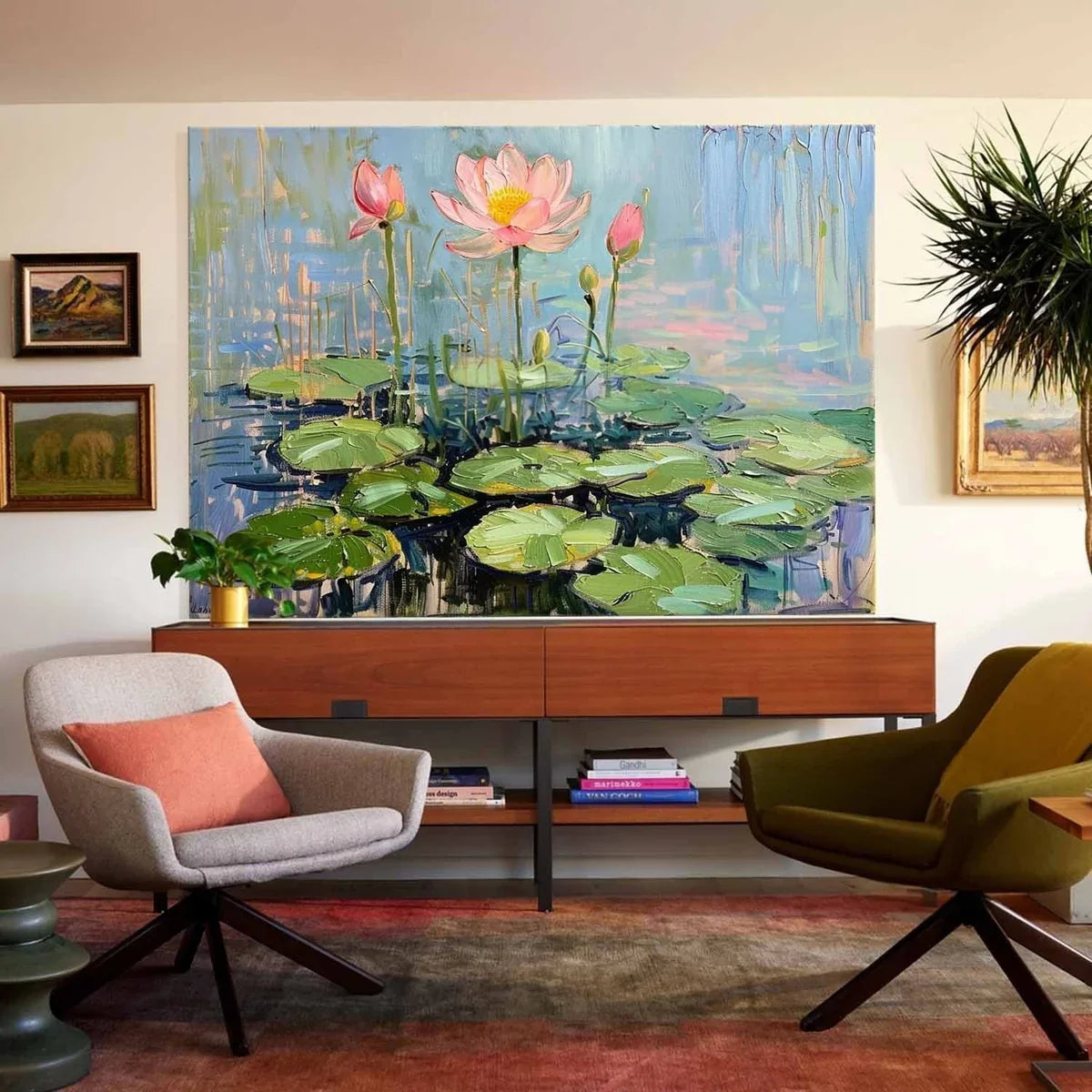 Wall Art Horizontal Blooming Lotus Pond