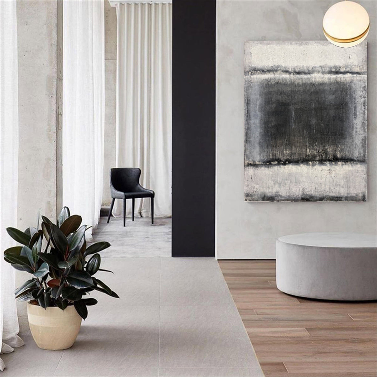 Adeline Black Gray Abstract Canvas Wall Art
