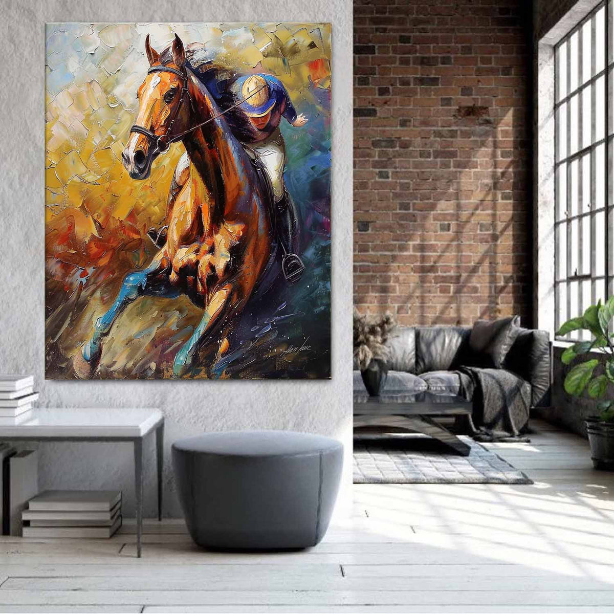 Horse Racing 3D Impasto Painting