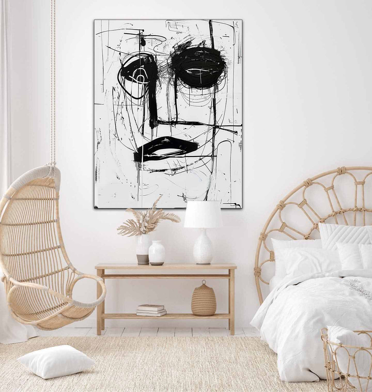 Wall Art Expressive Graffiti Monochrome