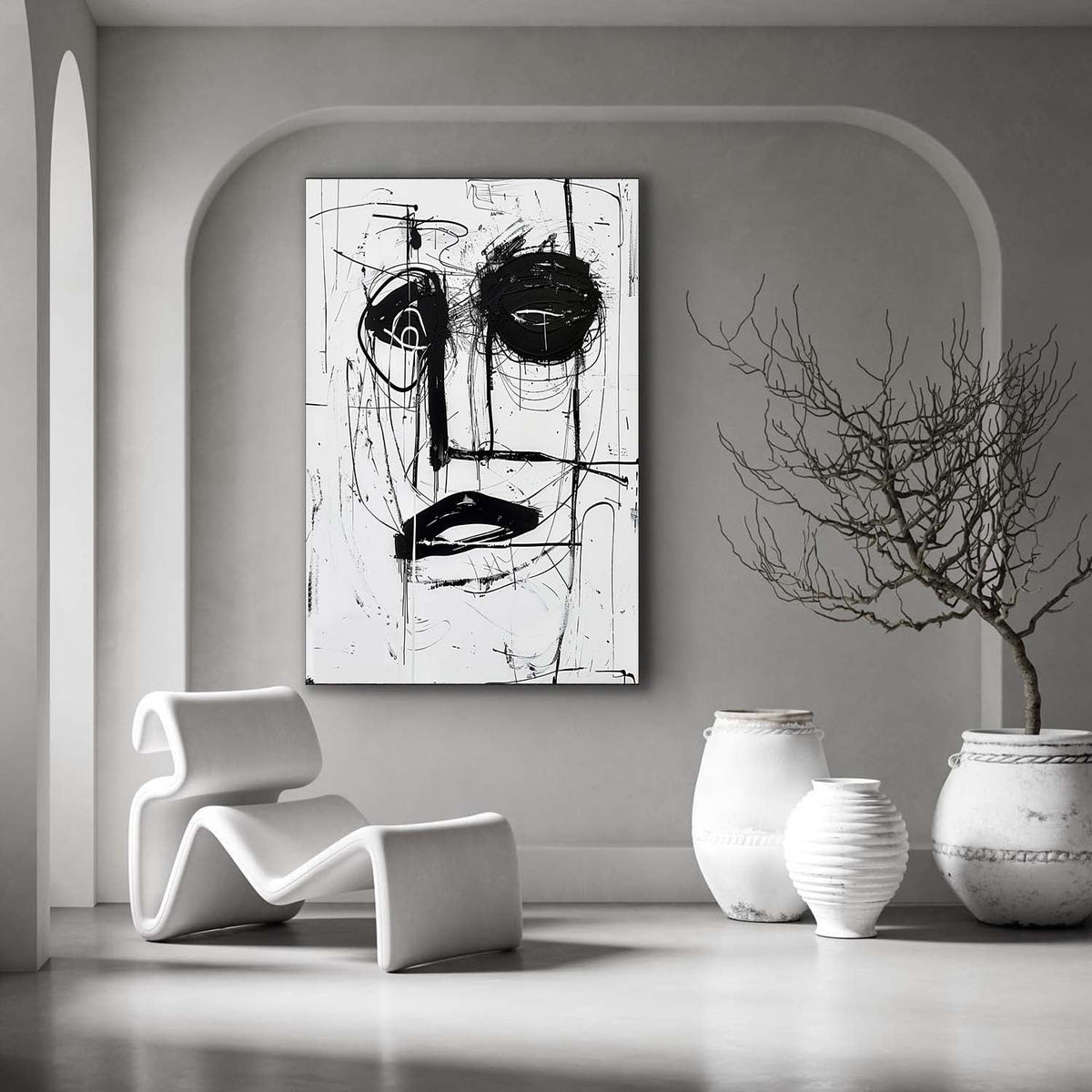 Wall Art Expressive Graffiti Monochrome