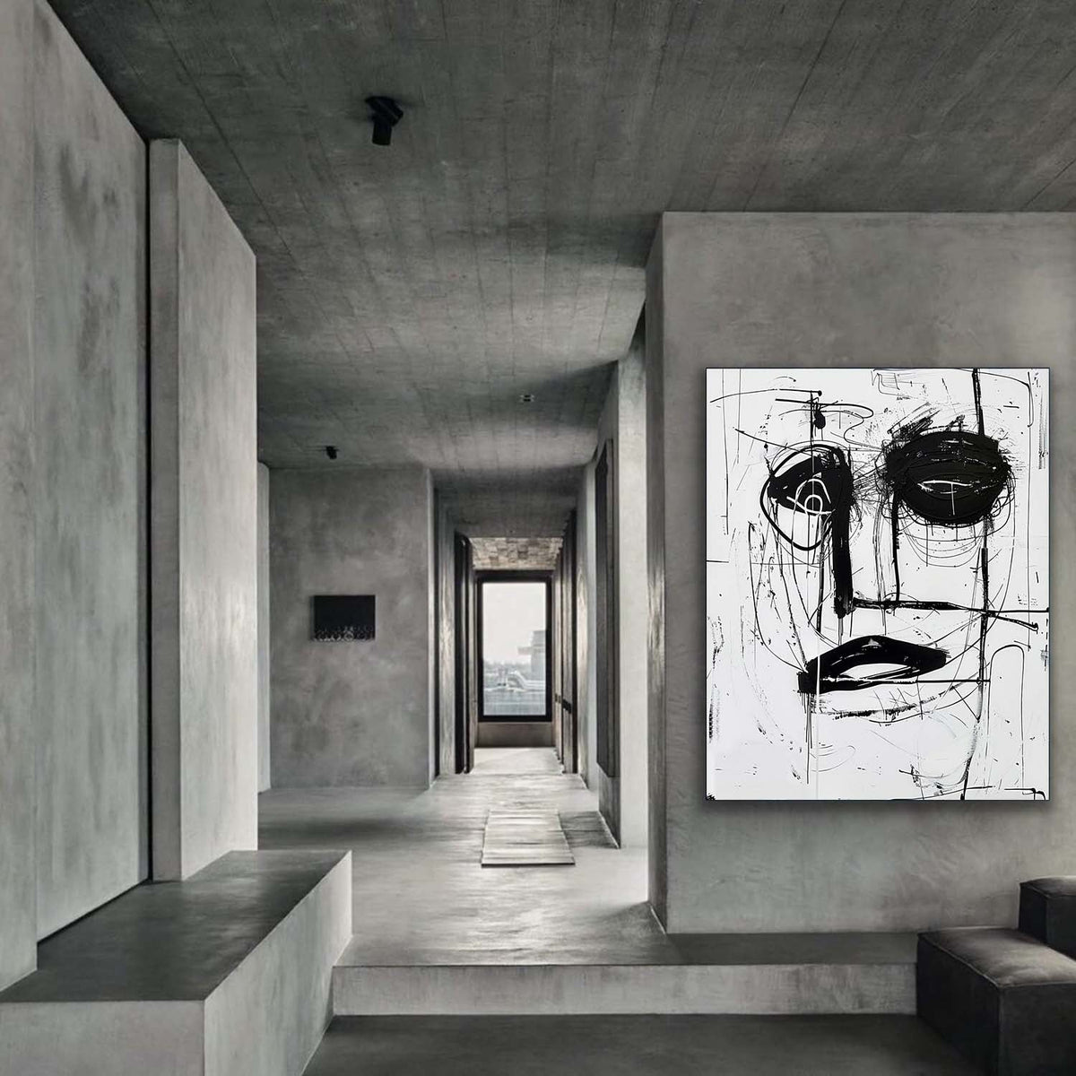 Wall Art Expressive Graffiti Monochrome