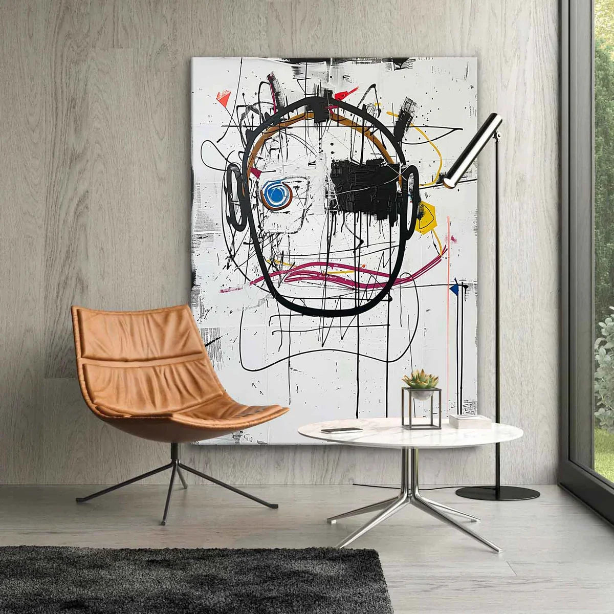 Expressive Graffiti Portrait Oil Painting Bold Line