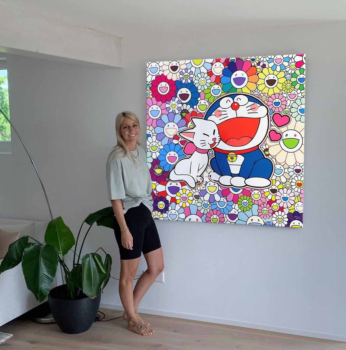 Wall Art Playful Textured Doraemon