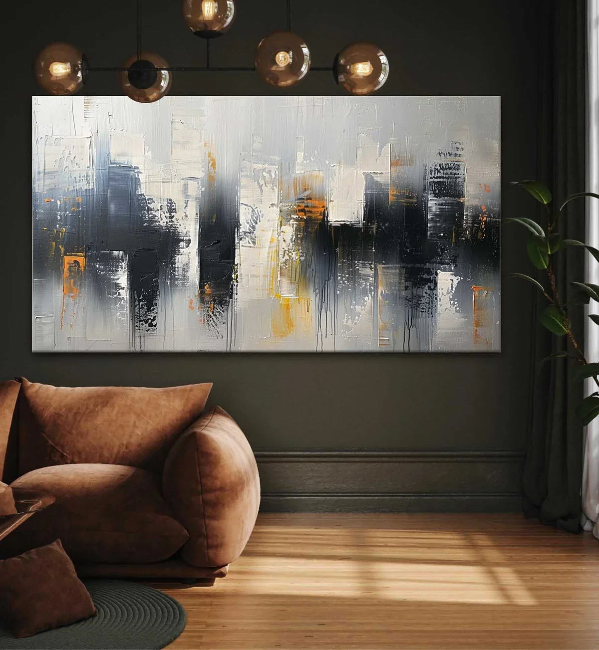Neutral Oil Painting Urban Grid Textures Gold Colorful