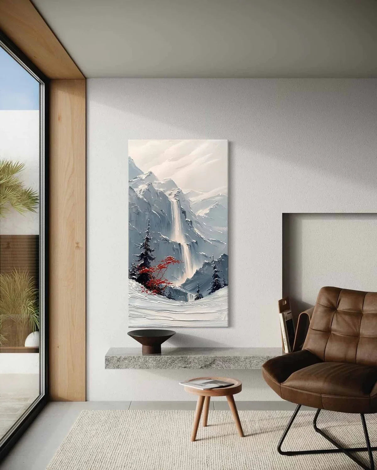 Wall Art Vertical Impasto Snow Mountain